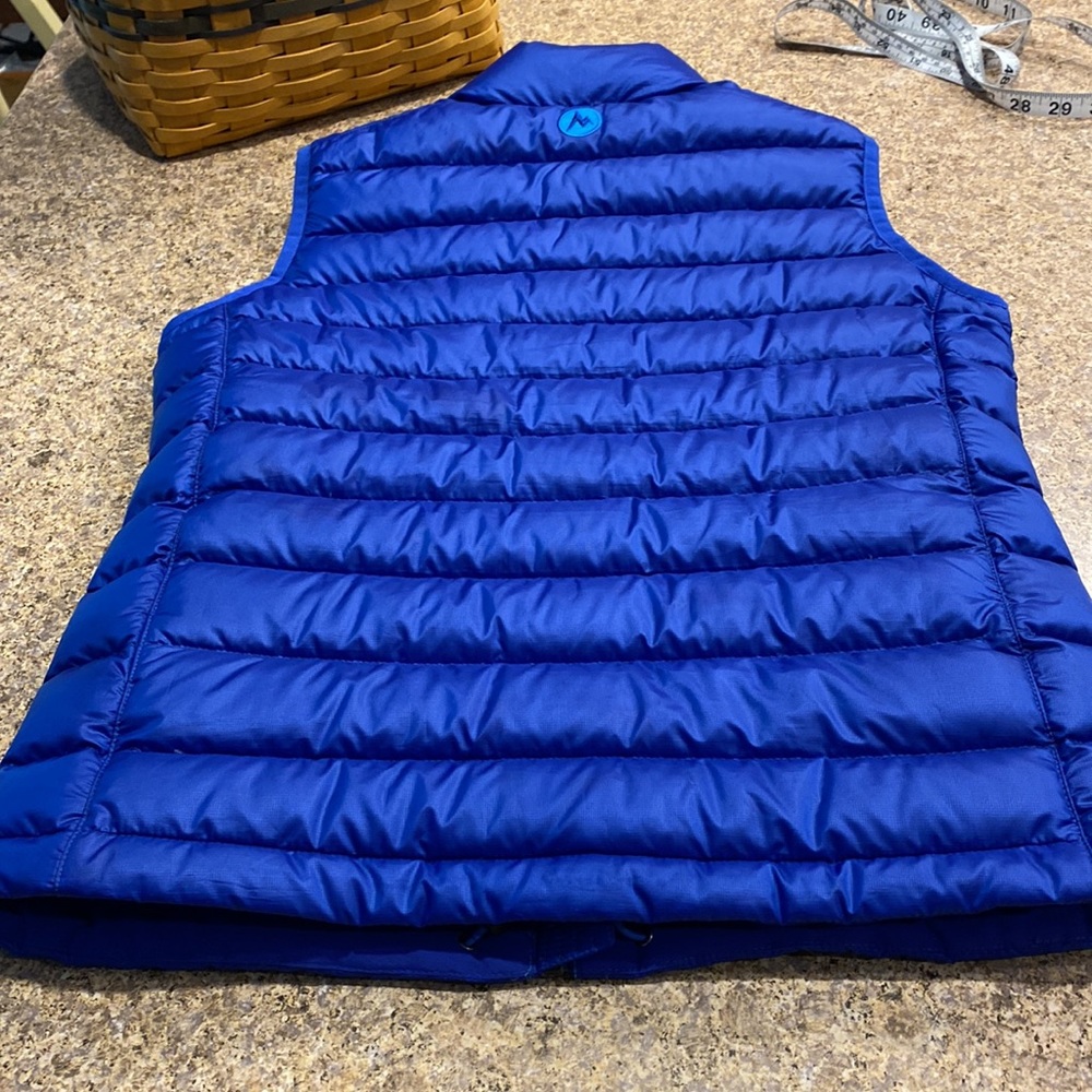 Marmot 700 Fill Duck Down Insulation Blue Puffy Puffer Vest XS - Picture 16 of 17